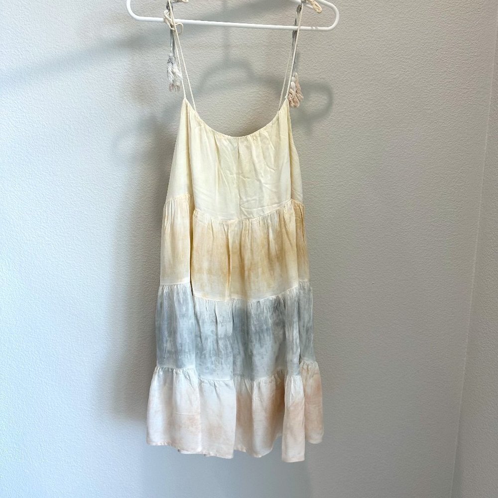 Storia Multi-Color Tie Dye Ruffle Spaghetti Strap Summer Dress